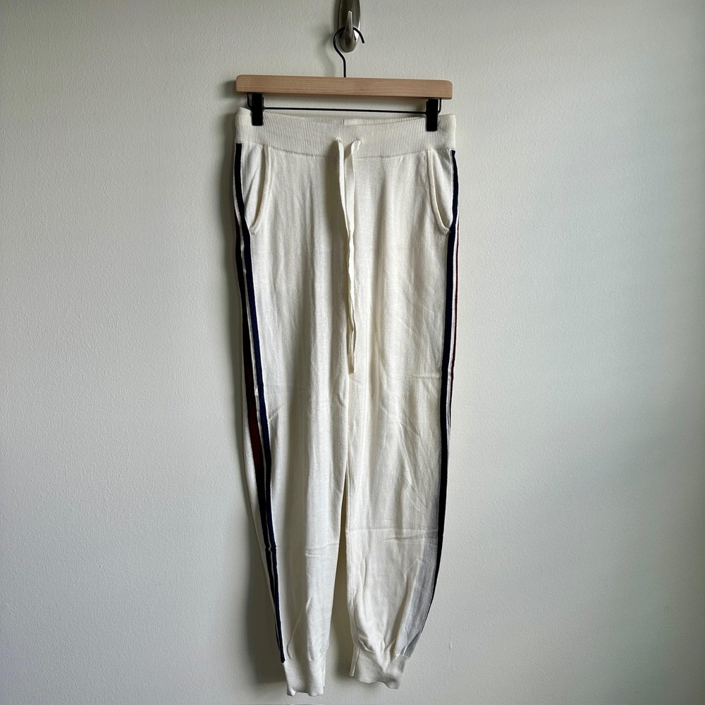 Faherty Pants Womens Small Ivory Sconset Jogger Organic Cotton Cashmere Stripe
